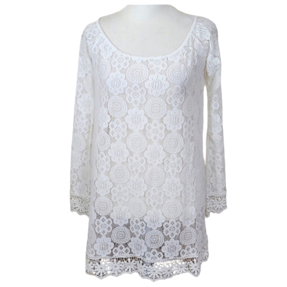 ASOS White Crochet Lace Swim Coverup Size 6